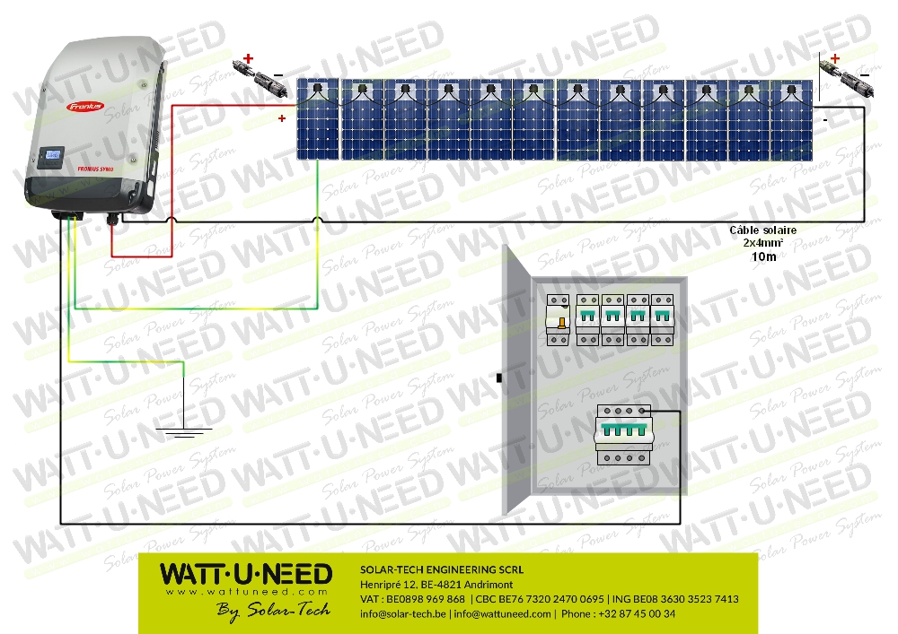 Kit solaire réseau 8kW tri autoconsommation 12 panneaux